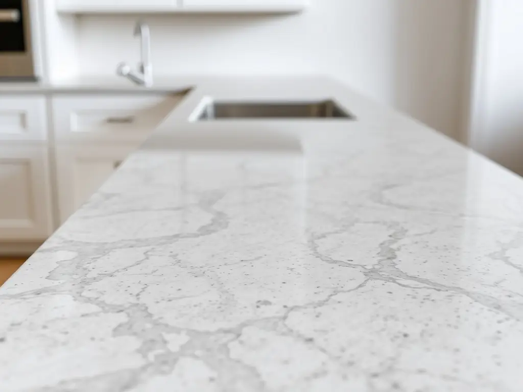 Close-up of a newly renovated countertop highlighting its texture.